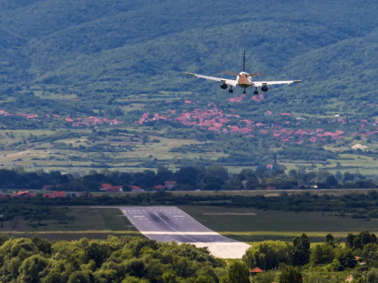 A plane landing at Paro International Airport, Bhutan
