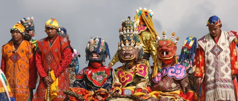 Masked dancers at Druk Wangyel Tshechu, Dochula Pass, Bhutan
